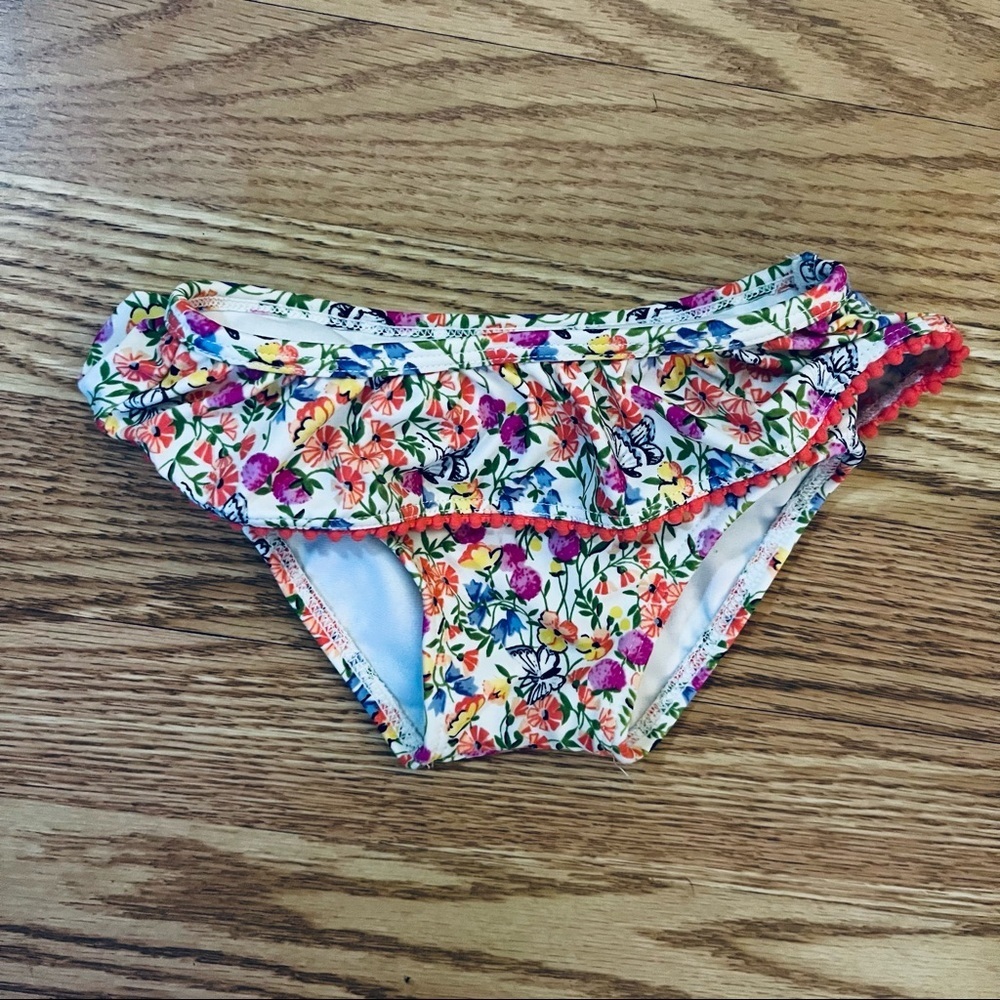 JANIE and Jack Bikini Bottom White With Pink Floral Print Size 6-12 Months